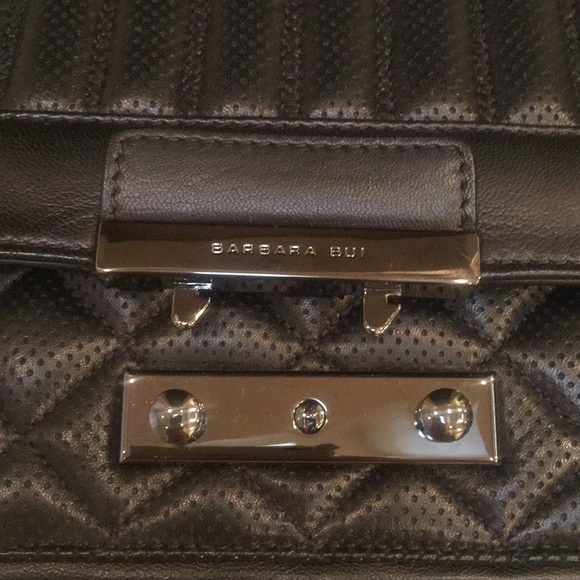 BARBARA BUI BLACK QUILTED, PERFORATED PURSE NWT - Picture 6 of 7